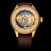 Men's artisan mechanical wristwatch with new hancfrafted case and dial houses vintage Swiss movement