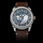 Mens artisan wristwatch that fits vintage mechanical movement with new handcrafted dial and engraved case