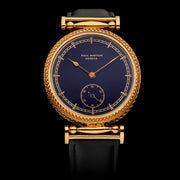 Men's artisan wristwatch with key-winded vintage mechanical movement handcrafted engraved case and dial