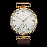 Men's artisan wristwatch features vintage Omega pocket watch movement with original dial
