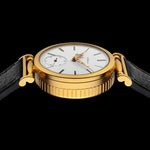 Mens Wristwatch Mechanical Vintage Movement Enamel Dial Gold-plated Case 