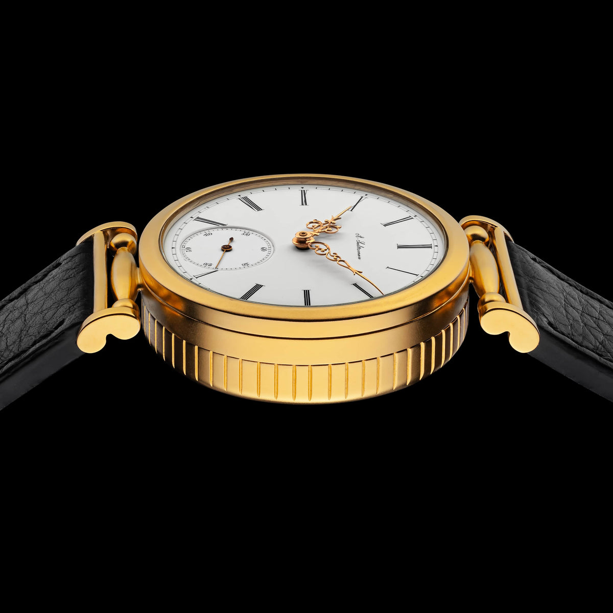 Mens Wristwatch Mechanical Vintage Movement Enamel Dial Gold-plated Case 