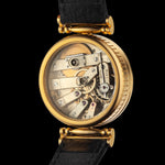 Mens Wristwatch Mechanical Vintage Movement Enamel Dial Gold-plated Case 