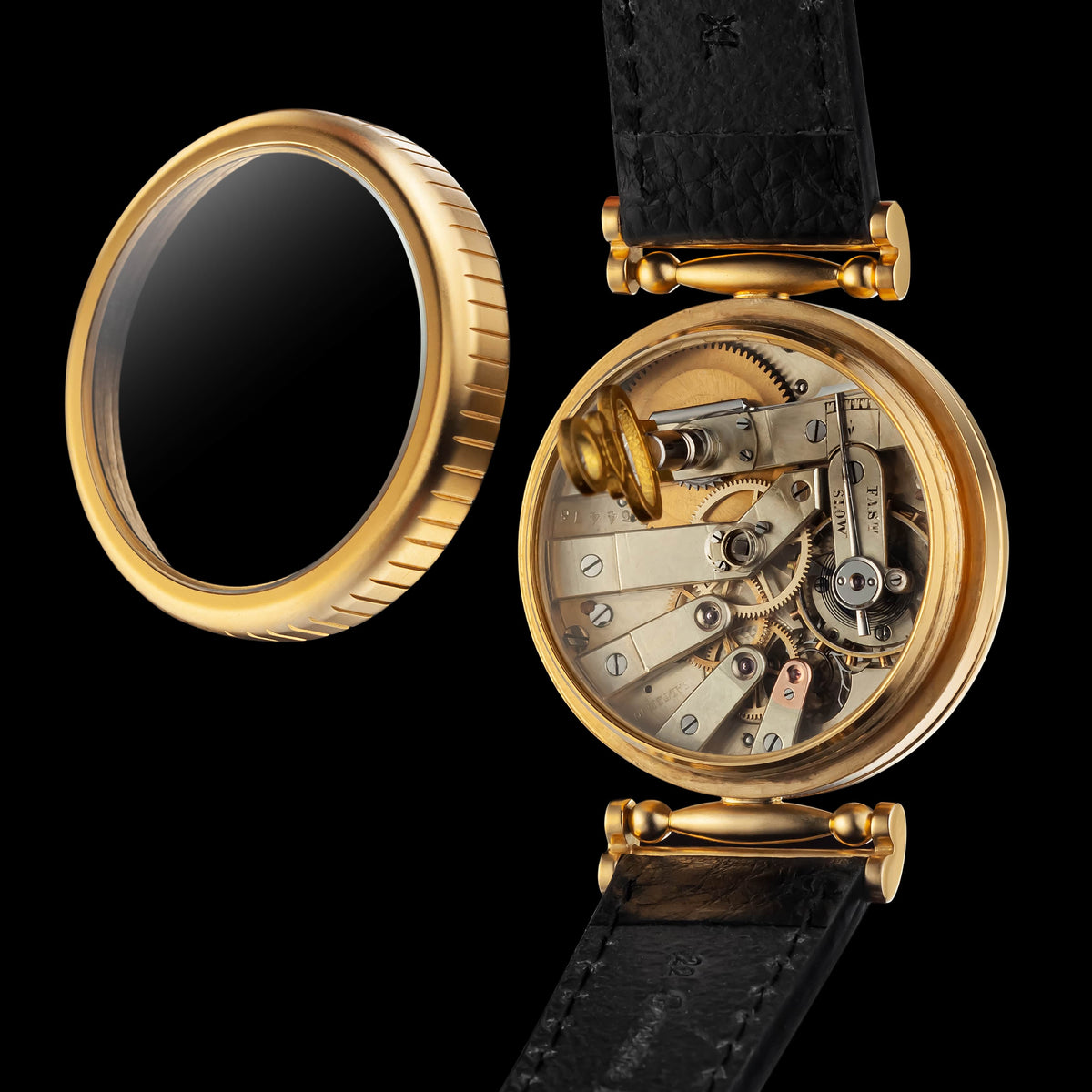 Mens Wristwatch Mechanical Vintage Key-wind Key-set Movement Gold-plated Case 
