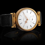 Mens Wristwatch Mechanical Vintage Movement Enamel Dial Gold-plated Case 