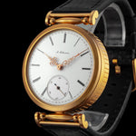 Mens Wristwatch Mechanical Vintage Enamel Dial Movement Gold-plated Case 