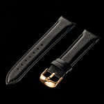 Double Layered Replacement Black Leather Watch Band 22 mm